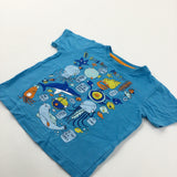 'Rock Pool Party' Colourful Sea Life Blue T-Shirt - Boys 12-18 Months