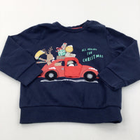 'All Aboard For Christmas' Car With Opening Door Navy Sweatshirt - Boys/Girls 12-18 Months