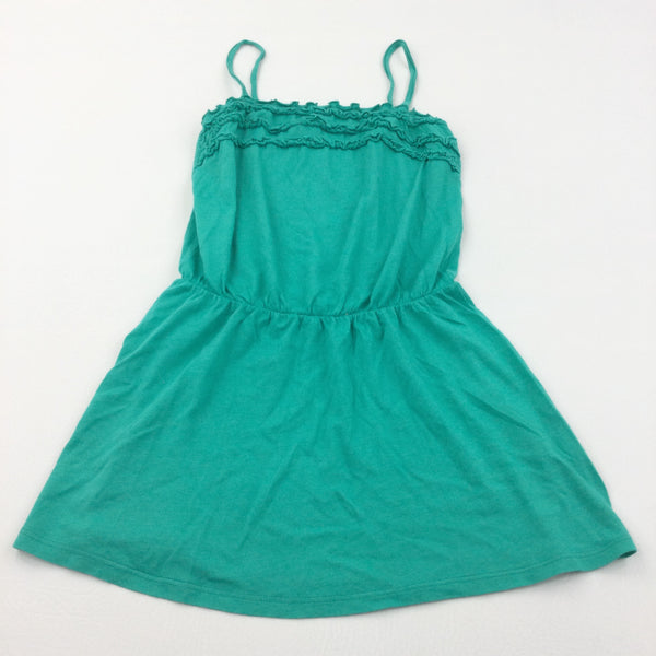 Green Lightweight Jersey Sun Dress - Girls 5-6 Years