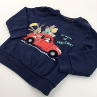 'All Aboard For Christmas' Car With Opening Door Navy Sweatshirt - Boys/Girls 12-18 Months