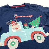 'To The North Pole' Reindeer & Truck Navy Long Sleeve Christmas Top - Boys 3-6 Months