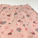 'Tiny Toes' Cat Faces & Ballerina Shoes Coral Pink Pyjama Bottoms - Girls 3-6m