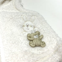 Rabbit & Bear Appliqued Cream Fluffy Fleece Gilet with Hood & Ears - Girls 0-3 Months