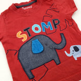 Elephants Applique Red T-Shirt - Boys 12-18 Months