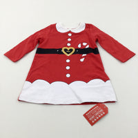 **NEW** Santa Red & White Jersey Dress - Girls 3-6 Months