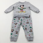 'Merry Christmas' Mickey Mouse Grey Tracksuit Set - Boys 9-12 Months
