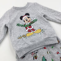 'Merry Christmas' Mickey Mouse Grey Tracksuit Set - Boys 9-12 Months