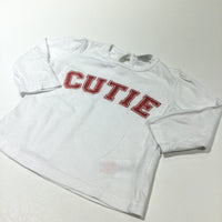 'Cutie' Sparkly Red & White Long Sleeve Top - Girls 0-3 Months