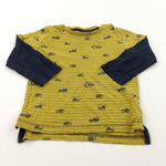 Construction Vehicles Navy & Yellow Long Sleeve Top - Boys 12-18 Months