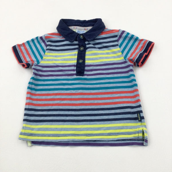 Colourful Striped Blue Polo Shirt - Boys 12-18 Months