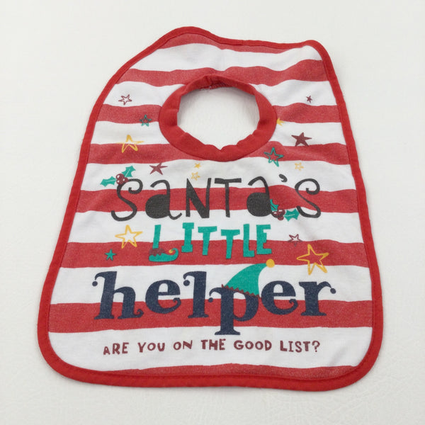 'Santa's Little Helper' Red & White Striped Christmas Bib - Boys/Girls One Size