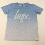 'Hype' Blue to White Fade T-Shirt - Girls/Boys 9-10 Years
