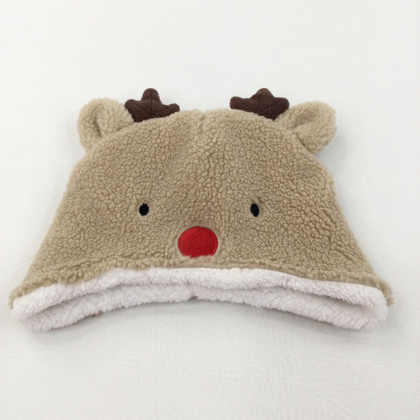 Rudolph Reindeer Brown Fleece Hat - Boys/Girls 6-12 Months