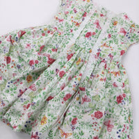 Butterflies & Flowers Red & Green Dress - Girls 18-24 Months