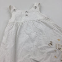 Rabbit Appliqued White Lightweight Corduroy Dress - Girls 9-12 Months