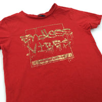 'Endless Vibes' Red & Gold T-Shirt - Boys 7-8 Years