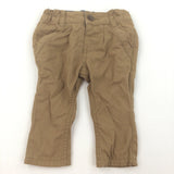 Tan Lined Trousers with Adjustable Waist - Boys 0-3 Months