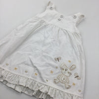 Rabbit Appliqued White Lightweight Corduroy Dress - Girls 9-12 Months