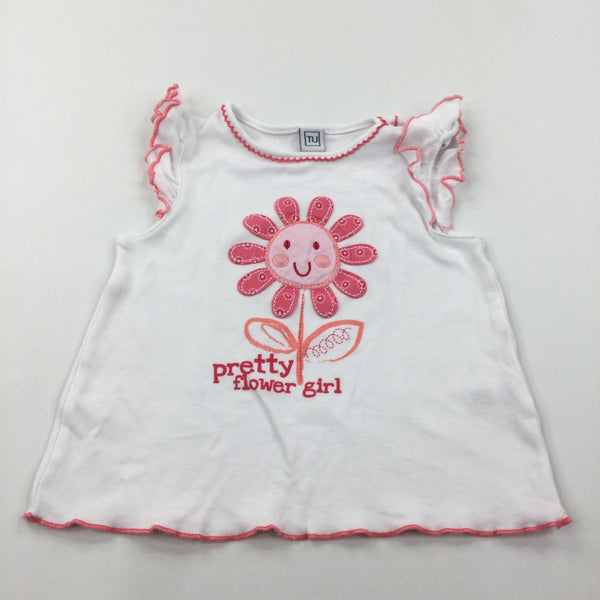 'Pretty Flower Girl' Pink & White T-Shirt - Girls 9-12 Months