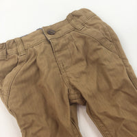 Tan Lined Trousers with Adjustable Waist - Boys 0-3 Months