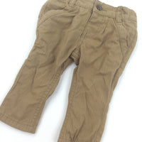 Tan Lined Trousers with Adjustable Waist - Boys 0-3 Months