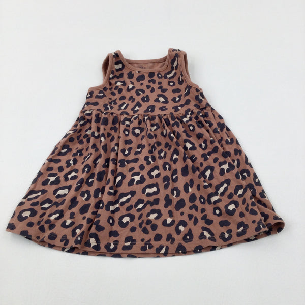 Animal Print Tan Dress - Girls 12-18 Months