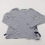 Navy & White Striped Long Sleeve Top - Girls 8 Years