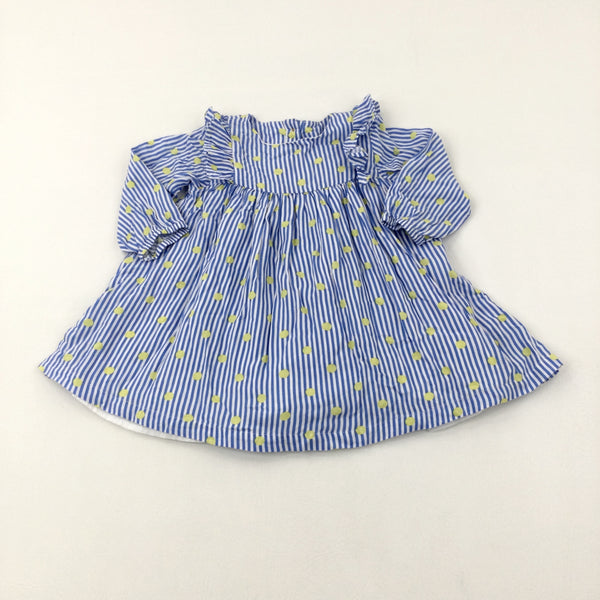 Spotty Blue Striped Dress - Girls 12-18 Months