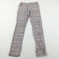 Flowers Black, Pink & White Viscose Trousers - Girls 7-8 Years