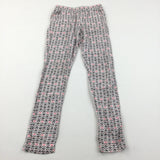 Flowers Black, Pink & White Viscose Trousers - Girls 7-8 Years