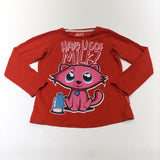 'Have U Got Milk?' Cat Red Long Sleeve Top - Girls 6-7 Years