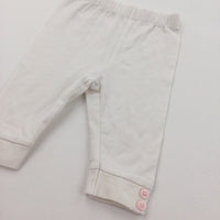 White Button Detail Leggings - Girls 0-3 Months
