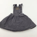 Winnie The Pooh Charcoal Grey Cord Dungaree Dress - Girls 12-18 Months