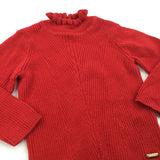 Sparkly Red Ribbed Knitted Jumper - Girls 9-12 Months