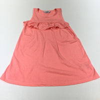 Broderie Detail Neon Orange Lightweight Jersey Dress - Girls 6-7 Years