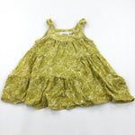 Flowers Lime Green & White Jersey Dress - Girls 9-12 Months