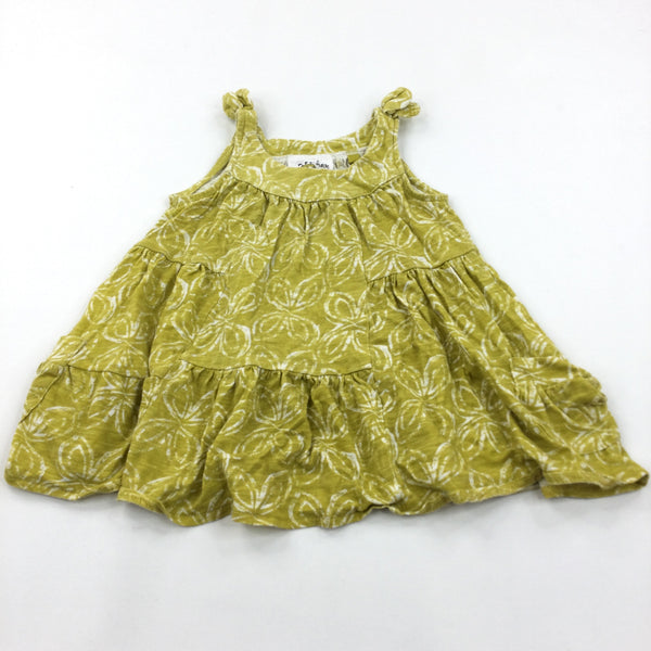 Flowers Lime Green & White Jersey Dress - Girls 9-12 Months