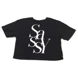 'Sassy' Black Cropped T-Shirt - Girls 9-10 Years