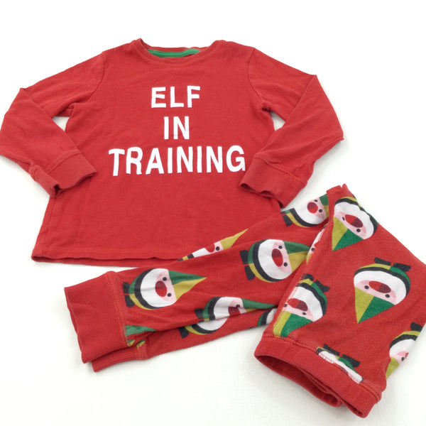 'Elf In Training' Red Christmas Pyjamas - Boys/Girls 5 Years