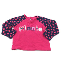 'Minnie' Minnie Mouse Navy & Hot Pink Long Sleeve Top - Girls 9-12 Months