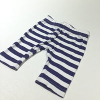 Navy & White Striped Lightweight Jersey Trousers - Boys 0-3 Months