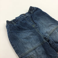 Mid Blue Lined Denim Effect Jeans - Boys 9-12 Months