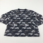 Camouflage Black & Grey Long Sleeve Top - Boys 9-10 Years