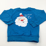 'Ho Ho Ho' Father Christmas Appliqued Blue Sweatshirt - Boys 4-5 Years