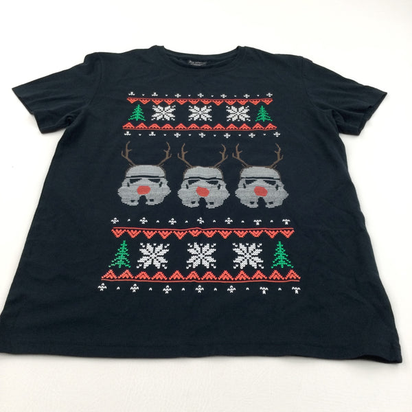 Star Wars Storm Trooper Reindeer Black Christmas T-Shirt - Boys 12 Years
