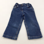 Dark Blue Denim Jeans with Adjustable Waistband - Girls 12-18 Months