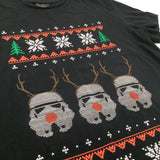 Star Wars Storm Trooper Reindeer Black Christmas T-Shirt - Boys 12 Years