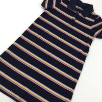 Navy Stripes Short Sleeve Dress - Girls 9 Years