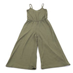 Khaki Ribbed Wide Leg Jumpsuit - Girls 10-11 Years