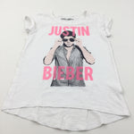 'Justin Bieber' Sequins Pink & White T-Shirt - Girls 9-10 Years